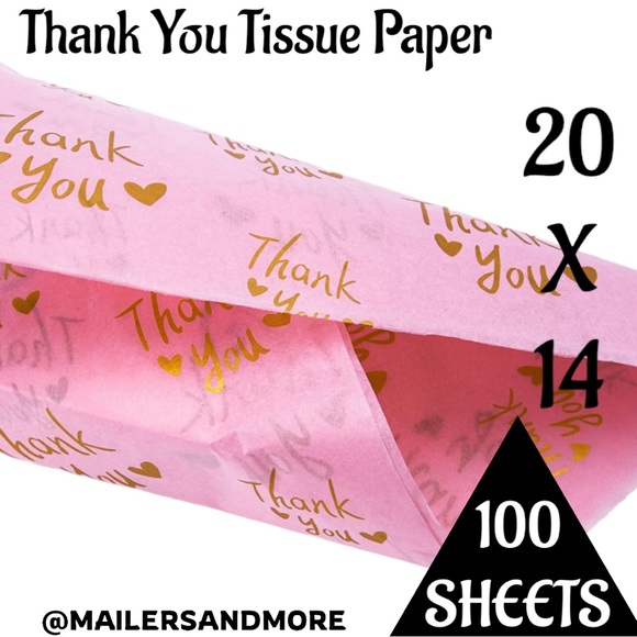 100 Pink Thank You Tissue Paper Sheets, 14x20 PRICE IS FIRM - Picture 5 of 11